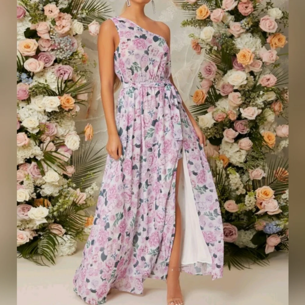 Purple Floral One Shoulder Maxi Dress Size 2 & 12 NWOT - Picture 5 of 7